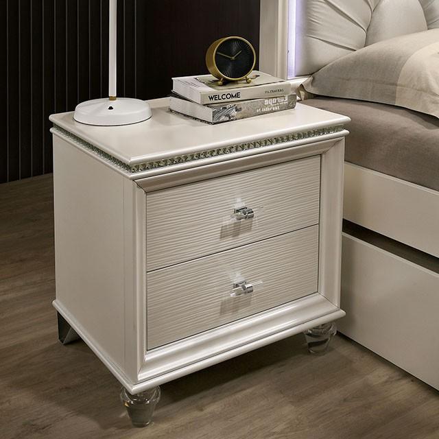 ALLIE Night Stand Beige & Rose Gold - Marjories Furniture (Las Vegas, NV)