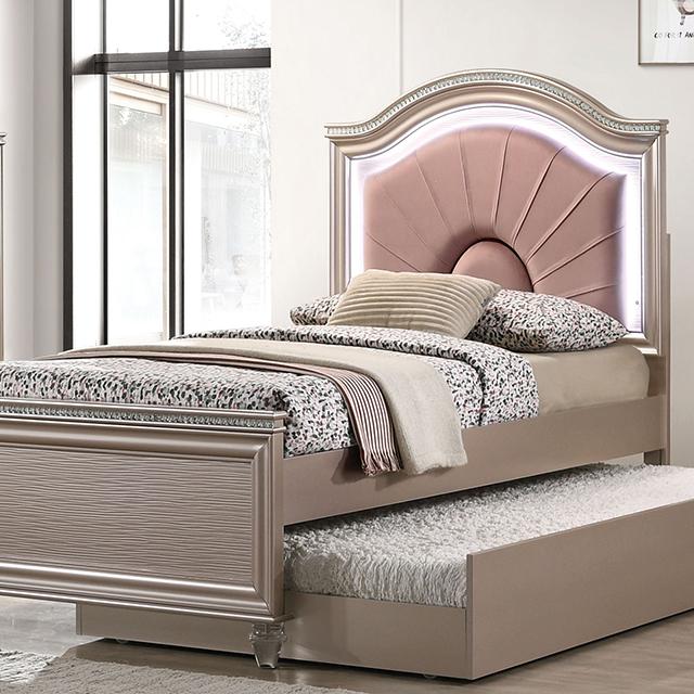 Allie Bed Beige & Pink - Marjories Furniture (Las Vegas, NV)