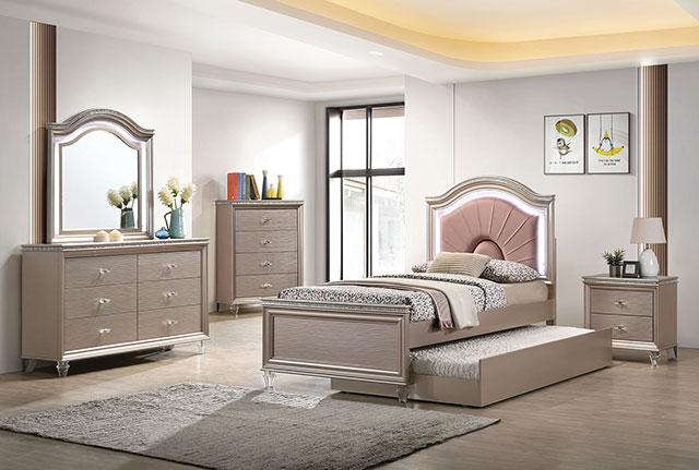 Allie Bed Beige & Pink - Marjories Furniture (Las Vegas, NV)