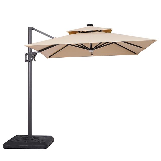 Xico 8 Ft Square Umbrella w/ Double Top w/ LED Light + 37" Large Base - Marjories Furniture (Las Vegas, NV)