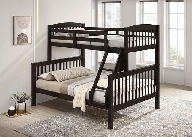 Brookings Twin/Full Bunk Bed White, Brown & Black - Marjories Furniture (Las Vegas, NV)
