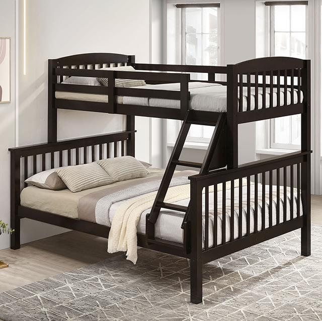 Brookings Twin/Full Bunk Bed White, Brown & Black - Marjories Furniture (Las Vegas, NV)