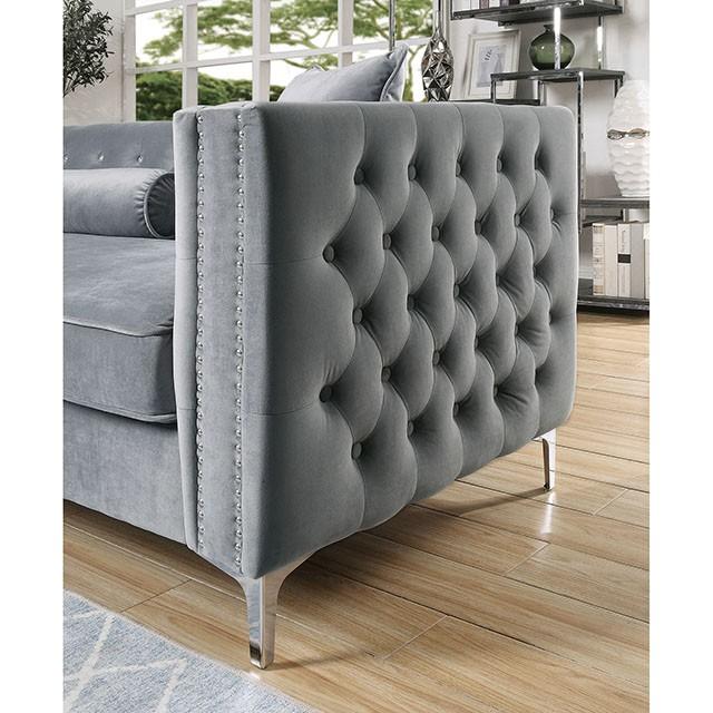 Amie Glam Gray & Black Sectional w/Storage - Marjories Furniture (Las Vegas, NV)