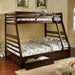 California II Cherry Twin/Full Bunk Bed w/ 2 Drawers Cherry, Walnut, Grey, &Oak - Marjories Furniture (Las Vegas, NV)
