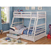California III Wire-Brushed White Twin/Full Bunk Bed w/ 2 Drawers - Marjories Furniture (Las Vegas, NV)