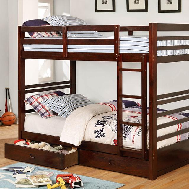 California Iv Black, Walnut, Gray, & White Twin/Twin Bunk Bed - Marjories Furniture (Las Vegas, NV)