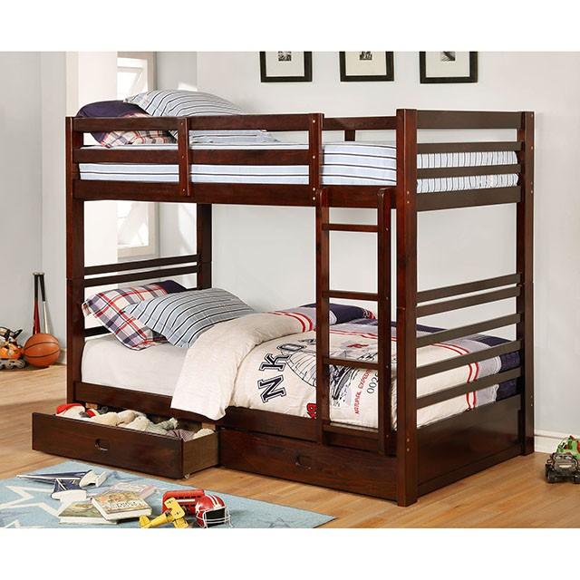 California Iv Black, Walnut, Gray, & White Twin/Twin Bunk Bed - Marjories Furniture (Las Vegas, NV)