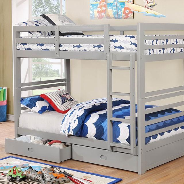 California Iv Black, Walnut, Gray, & White Twin/Twin Bunk Bed - Marjories Furniture (Las Vegas, NV)