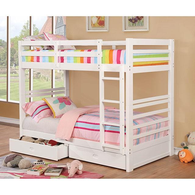 California Iv Black, Walnut, Gray, & White Twin/Twin Bunk Bed - Marjories Furniture (Las Vegas, NV)