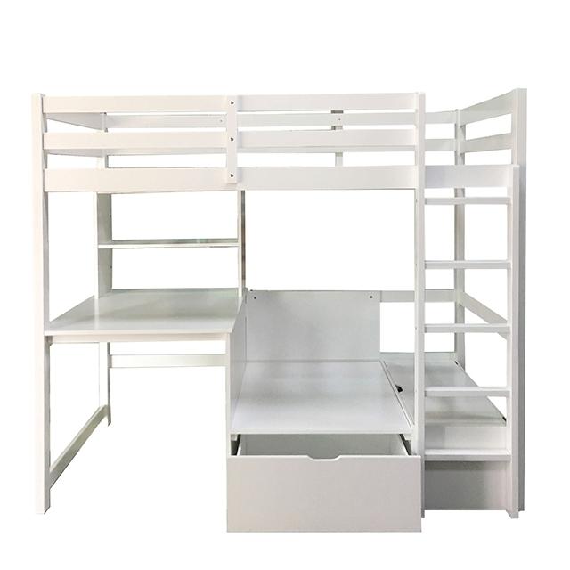 CALLISTUS Twin Workstation Loft Bed, White & Gray - Marjories Furniture (Las Vegas, NV)