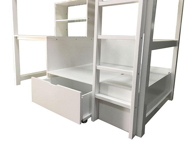CALLISTUS Twin Workstation Loft Bed, White & Gray - Marjories Furniture (Las Vegas, NV)