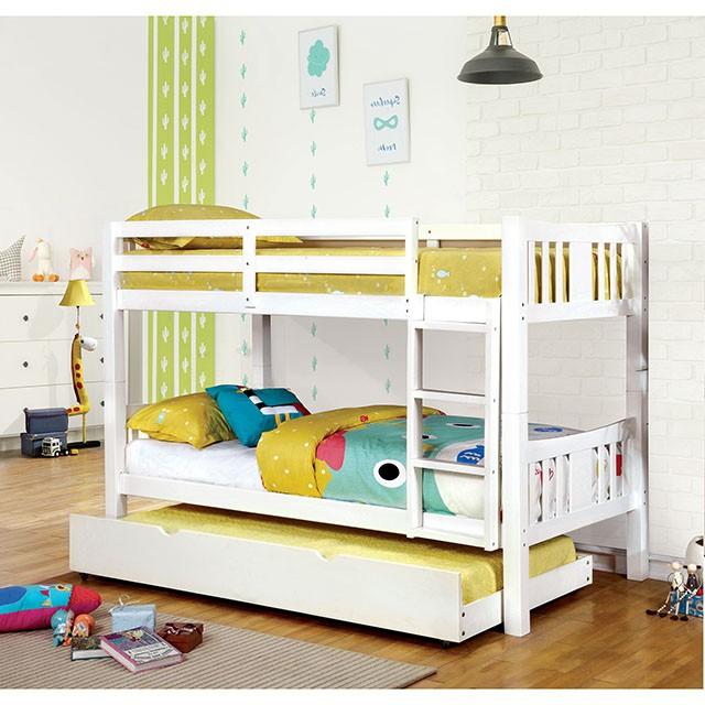 Cameron Dark Walnut, White & Gray Full/Full Bunk Bed - Marjories Furniture (Las Vegas, NV)