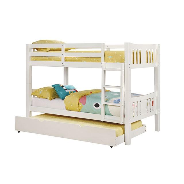 Cameron Dark Walnut, White & Gray Full/Full Bunk Bed - Marjories Furniture (Las Vegas, NV)