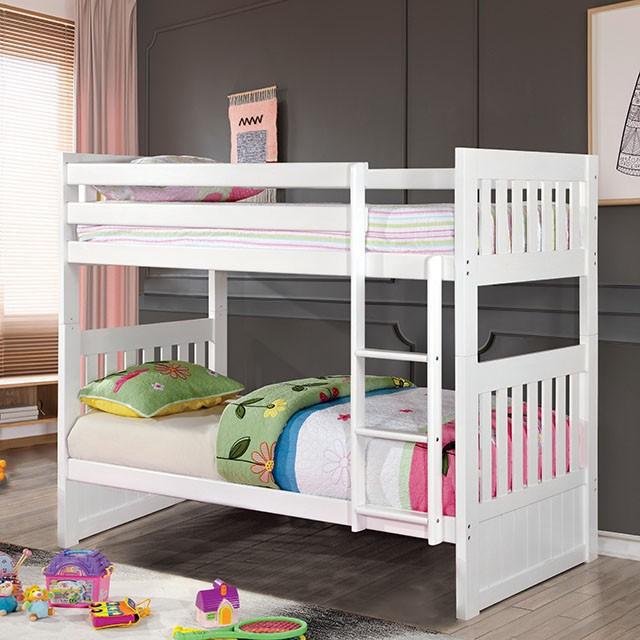 CANBERRA II White Twin/Full Bunk Bed - Marjories Furniture (Las Vegas, NV)