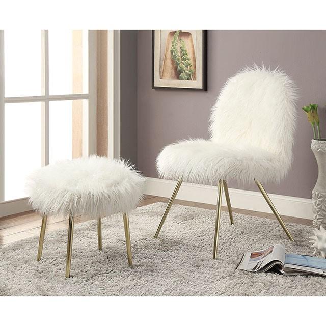 Caoimhe White/Gold Accent Chair - Marjories Furniture (Las Vegas, NV)
