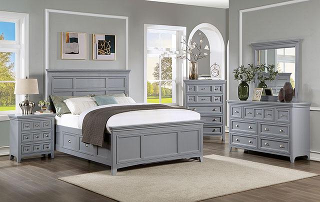 CASTLILE Queen Bed, Gray - Marjories Furniture (Las Vegas, NV)