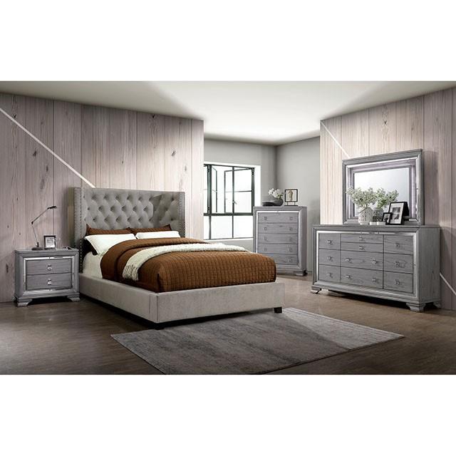 Cayla Bed Silver & Grey - Marjories Furniture (Las Vegas, NV)