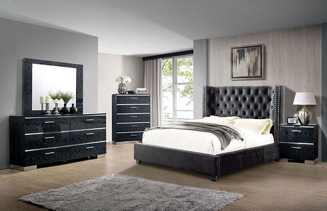 Cayla Bed Silver & Grey - Marjories Furniture (Las Vegas, NV)