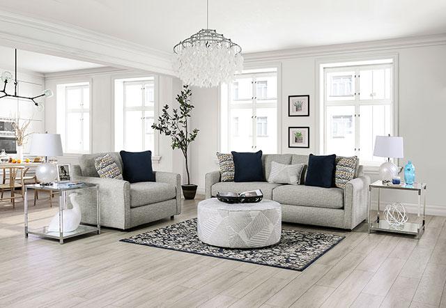 CHANCERY Sofa, Gray/Navy - Marjories Furniture (Las Vegas, NV)