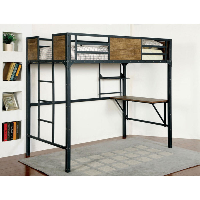 CLAPTON Black Twin Bed w/ Workstation - Marjories Furniture (Las Vegas, NV)