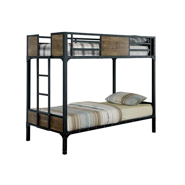CLAPTON Black Twin/Twin Bunk Bed - Marjories Furniture (Las Vegas, NV)