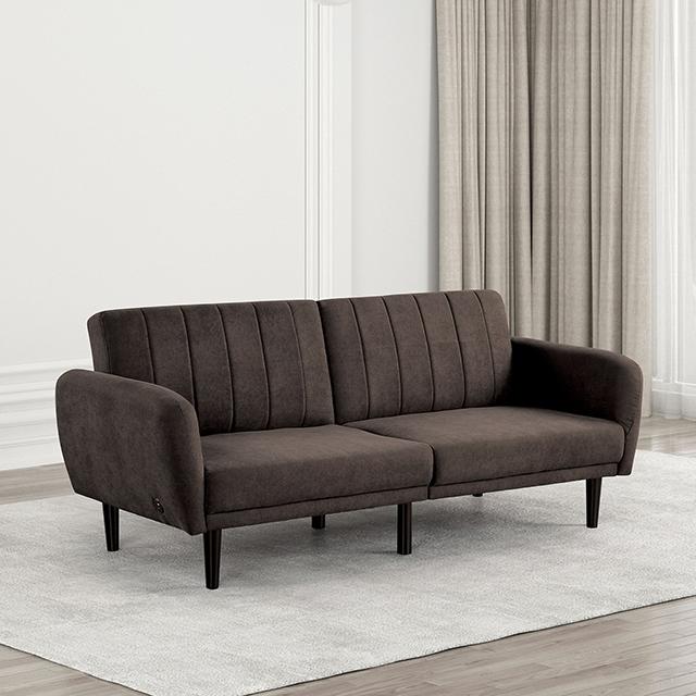 Aristide Futon Sofa Grey & Brown - Marjories Furniture (Las Vegas, NV)