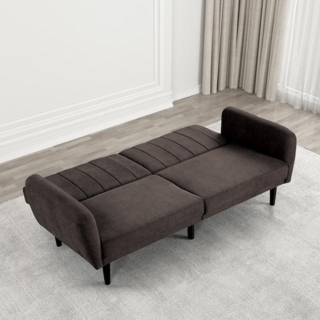 Aristide Futon Sofa Grey & Brown - Marjories Furniture (Las Vegas, NV)