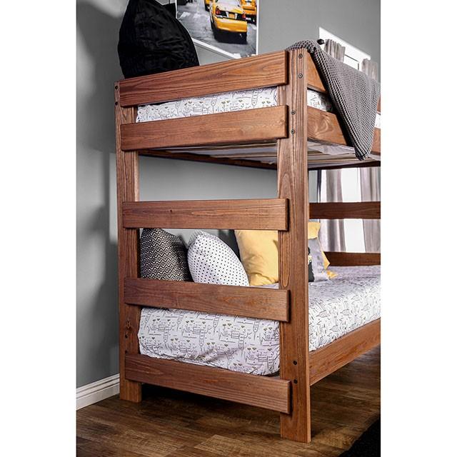 Arlette Twin/Twin Bunk Bed Brown, Black, Gray, & White - Marjories Furniture (Las Vegas, NV)