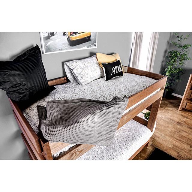 Arlette Twin/Twin Bunk Bed Brown, Black, Gray, & White - Marjories Furniture (Las Vegas, NV)