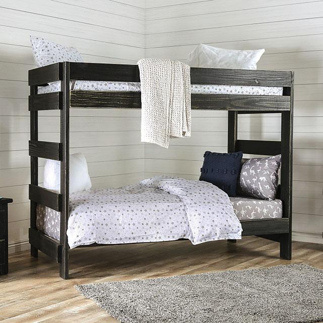 Arlette Twin/Twin Bunk Bed Brown, Black, Gray, & White - Marjories Furniture (Las Vegas, NV)