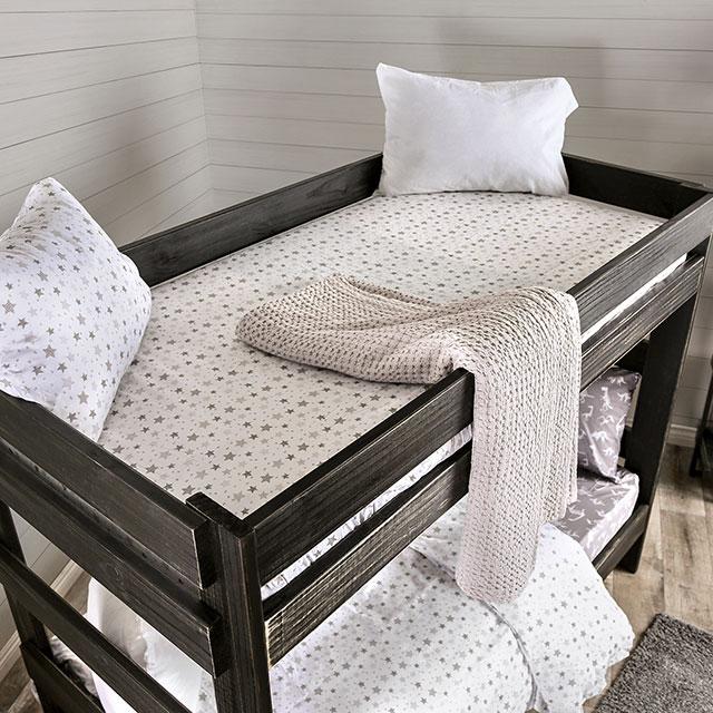 Arlette Twin/Twin Bunk Bed Brown, Black, Gray, & White - Marjories Furniture (Las Vegas, NV)