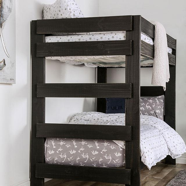 Arlette Twin/Twin Bunk Bed Brown, Black, Gray, & White - Marjories Furniture (Las Vegas, NV)
