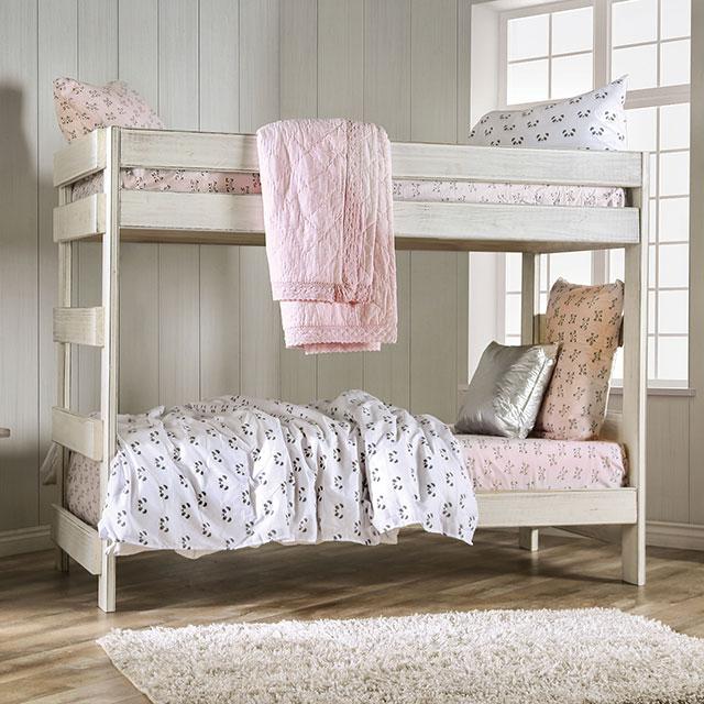 Arlette Twin/Twin Bunk Bed Brown, Black, Gray, & White - Marjories Furniture (Las Vegas, NV)