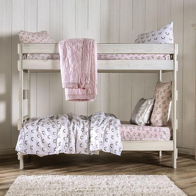 Arlette Twin/Twin Bunk Bed Brown, Black, Gray, & White - Marjories Furniture (Las Vegas, NV)