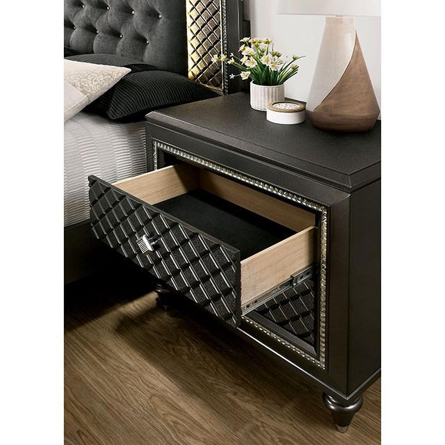 Demetria Metallic Gray Night Stand - Marjories Furniture (Las Vegas, NV)