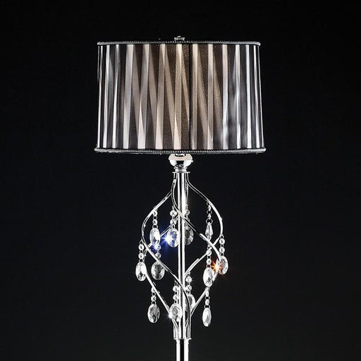 Arya Black/Chrome Floor Lamp, Hanging Crystal - Marjories Furniture (Las Vegas, NV)