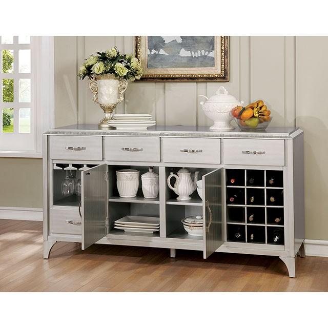 DIOCLES Silver/Gray Server - Marjories Furniture (Las Vegas, NV)