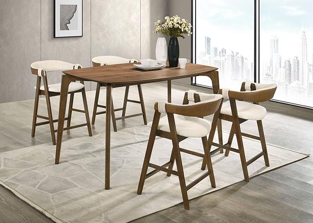 Ebikon 5 Pc Counter Ht Table Set Walnut - Marjories Furniture (Las Vegas, NV)