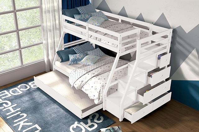 Ellington Twin/Full Bunk Bed White & Espresso - Marjories Furniture (Las Vegas, NV)