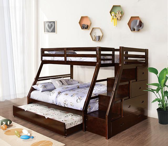 Ellington Twin/Full Bunk Bed White & Espresso - Marjories Furniture (Las Vegas, NV)