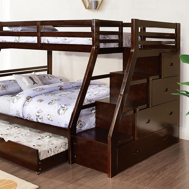 Ellington Twin/Full Bunk Bed White & Espresso - Marjories Furniture (Las Vegas, NV)