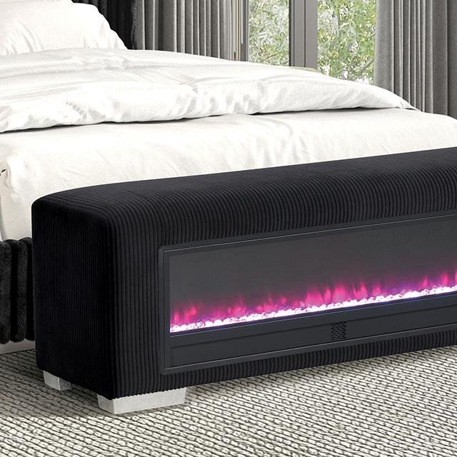 Elnath Bench w/ Visual Crystal Fireplace - Marjories Furniture (Las Vegas, NV)