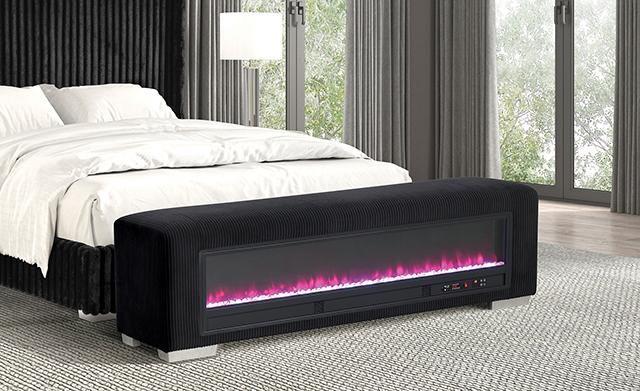 Elnath Bench w/ Visual Crystal Fireplace - Marjories Furniture (Las Vegas, NV)