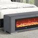 Elnath Bench w/ Visual Wood Log Fireplace Gray - Marjories Furniture (Las Vegas, NV)