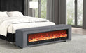 Elnath Bench w/ Visual Wood Log Fireplace Gray - Marjories Furniture (Las Vegas, NV)