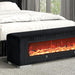 Elnath Bench w/ Visual Wood Log Fireplace Gray - Marjories Furniture (Las Vegas, NV)