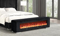 Elnath Bench w/ Visual Wood Log Fireplace Gray - Marjories Furniture (Las Vegas, NV)