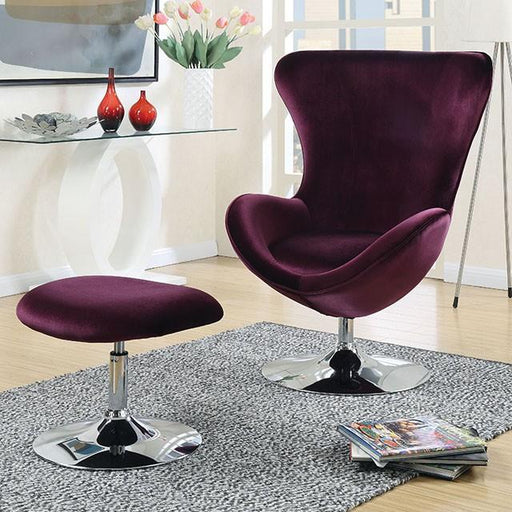 Eloise Purple Accent Chair w/ Ottoman - Marjories Furniture (Las Vegas, NV)