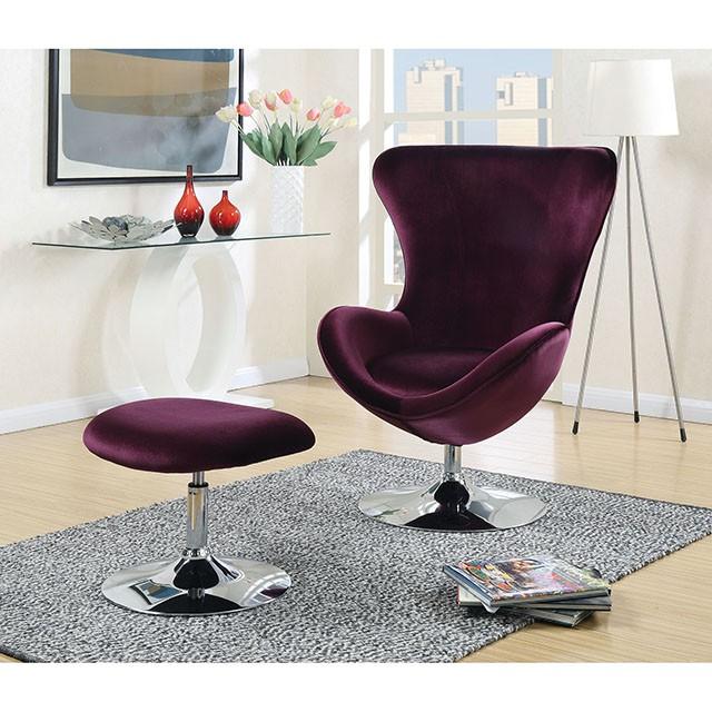 Eloise Purple Accent Chair w/ Ottoman - Marjories Furniture (Las Vegas, NV)