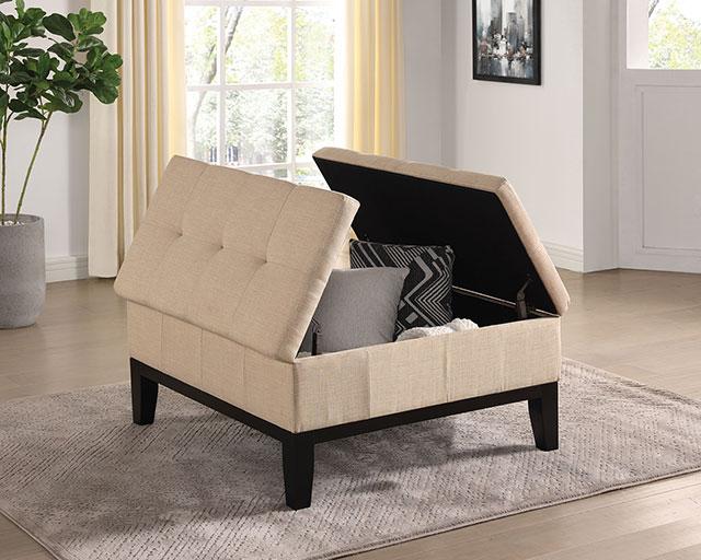 FAZIO Storage Ottoman, Beige - Marjories Furniture (Las Vegas, NV)